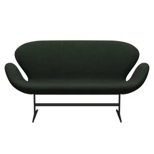 Fritz Hansen Swan™ Sofa 2 Seater, Black Lacquered/Divina Md Moss Green
