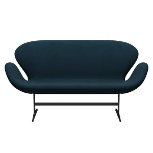 Fritz Hansen Swan™ Sofa 2 Seater, Black Lacquered/Divina Md Petrol Dark