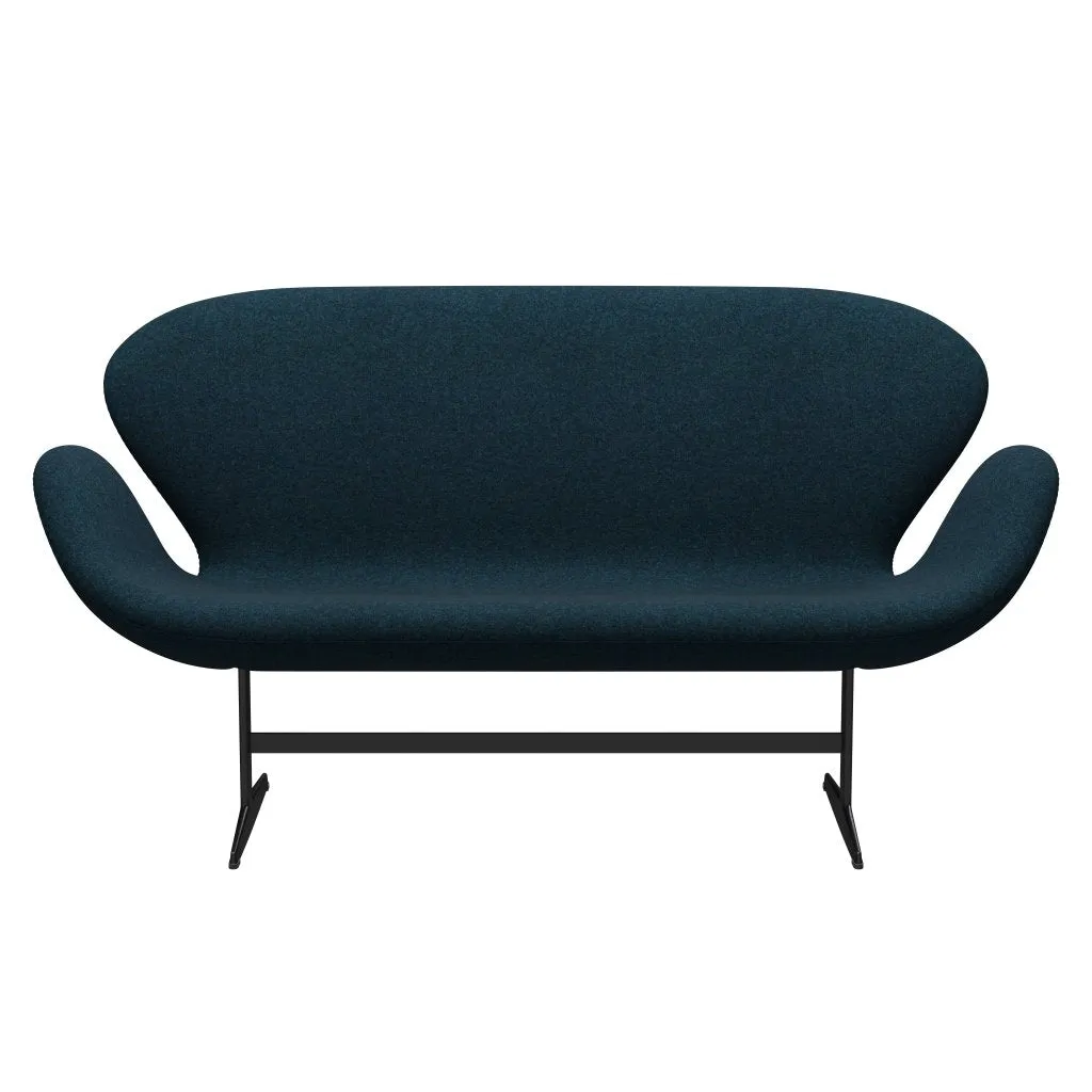 Fritz Hansen Swan™ Sofa 2 Seater, Black Lacquered/Divina Md Petrol Dark
