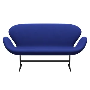 Fritz Hansen Swan™ Sofa 2 Seater, Black Lacquered/Divina Melange Blue