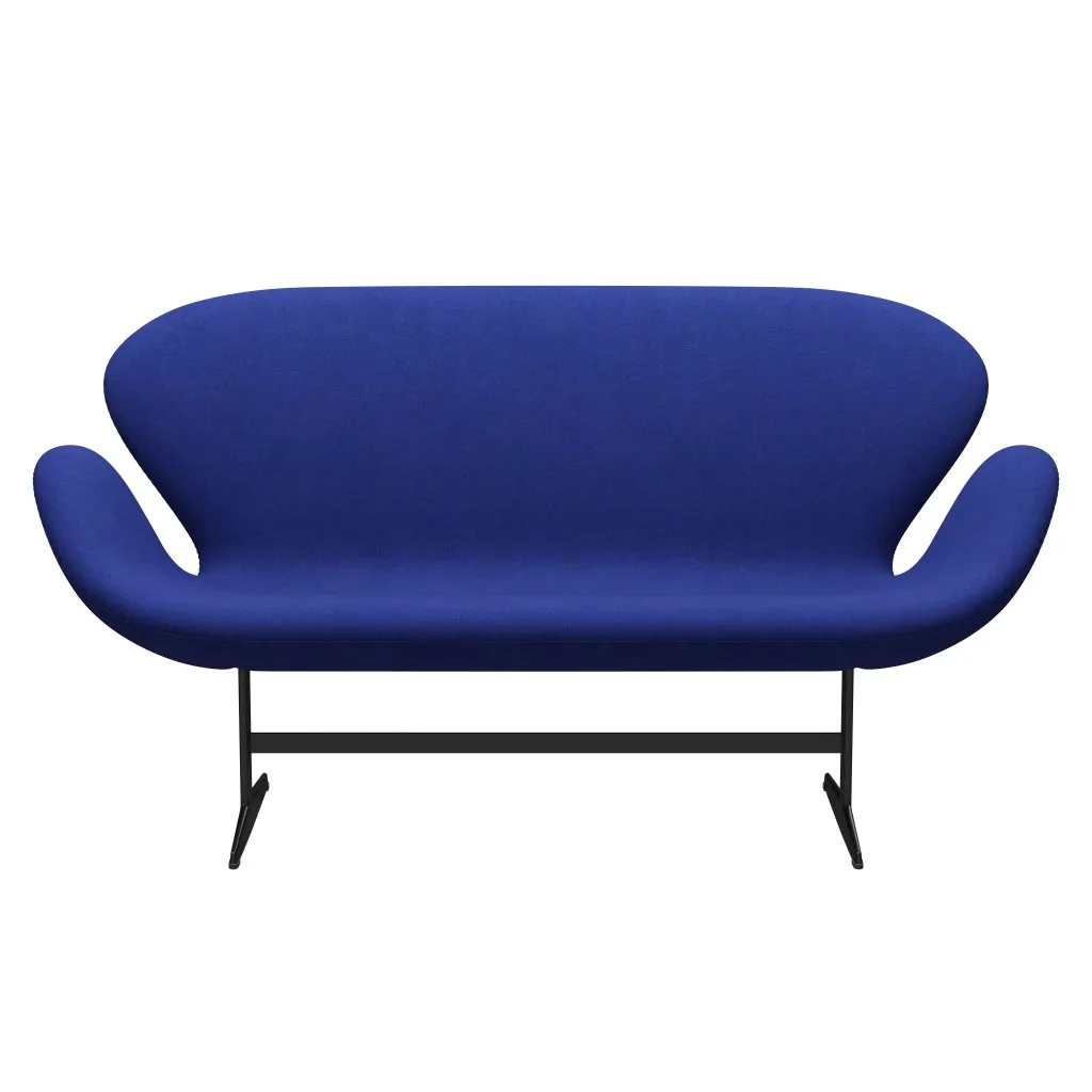 Fritz Hansen Swan™ Sofa 2 Seater, Black Lacquered/Divina Melange Blue