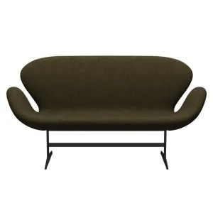Fritz Hansen Swan™ Sofa 2 Seater, Black Lacquered/Divina Melange Dusty Olive