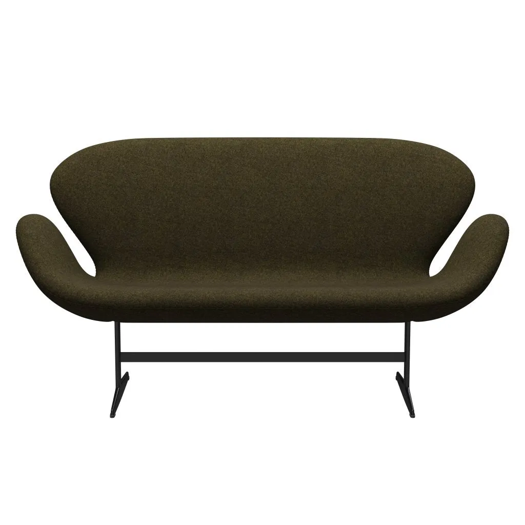 Fritz Hansen Swan™ Sofa 2 Seater, Black Lacquered/Divina Melange Dusty Olive