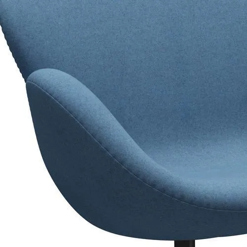 Fritz Hansen Swan™ Sofa 2 Seater, Black Lacquered/Divina Melange Light Blue