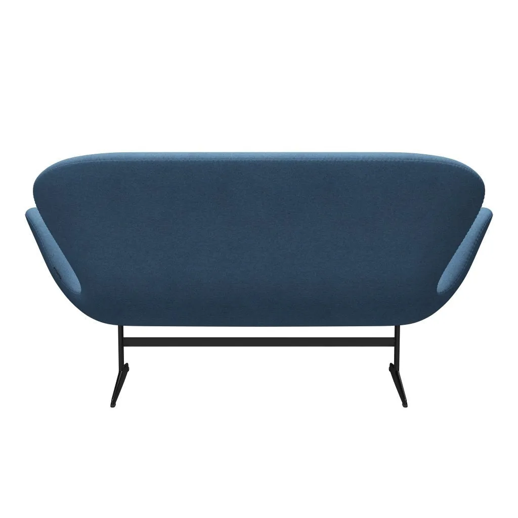 Fritz Hansen Swan™ Sofa 2 Seater, Black Lacquered/Divina Melange Light Blue