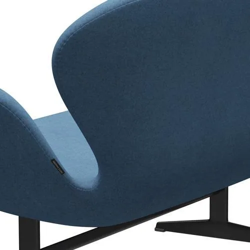 Fritz Hansen Swan™ Sofa 2 Seater, Black Lacquered/Divina Melange Light Blue