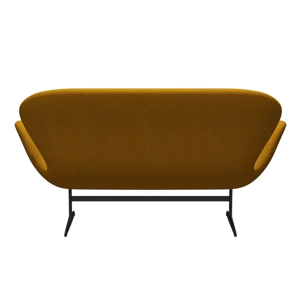 Fritz Hansen Swan™ Sofa 2 Seater, Black Lacquered/Divina Melange Ochre Yellow
