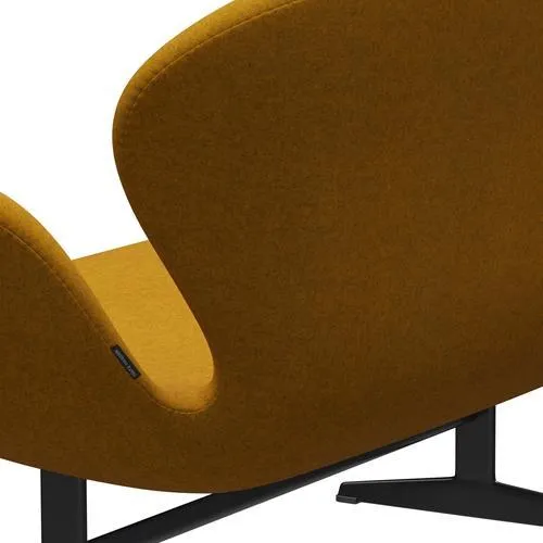 Fritz Hansen Swan™ Sofa 2 Seater, Black Lacquered/Divina Melange Ochre Yellow