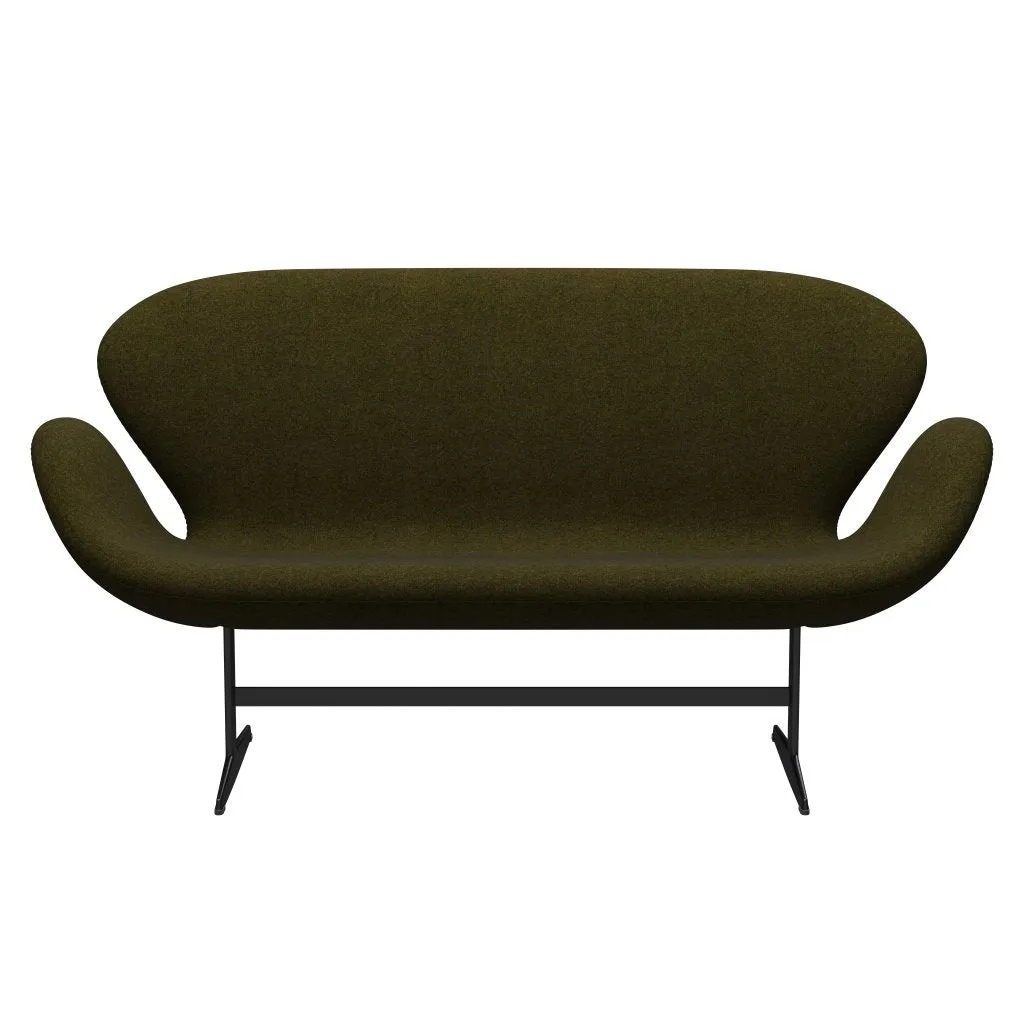 Fritz Hansen Swan™ Sofa 2 Seater, Black Lacquered/Divina Melange Olive Dark