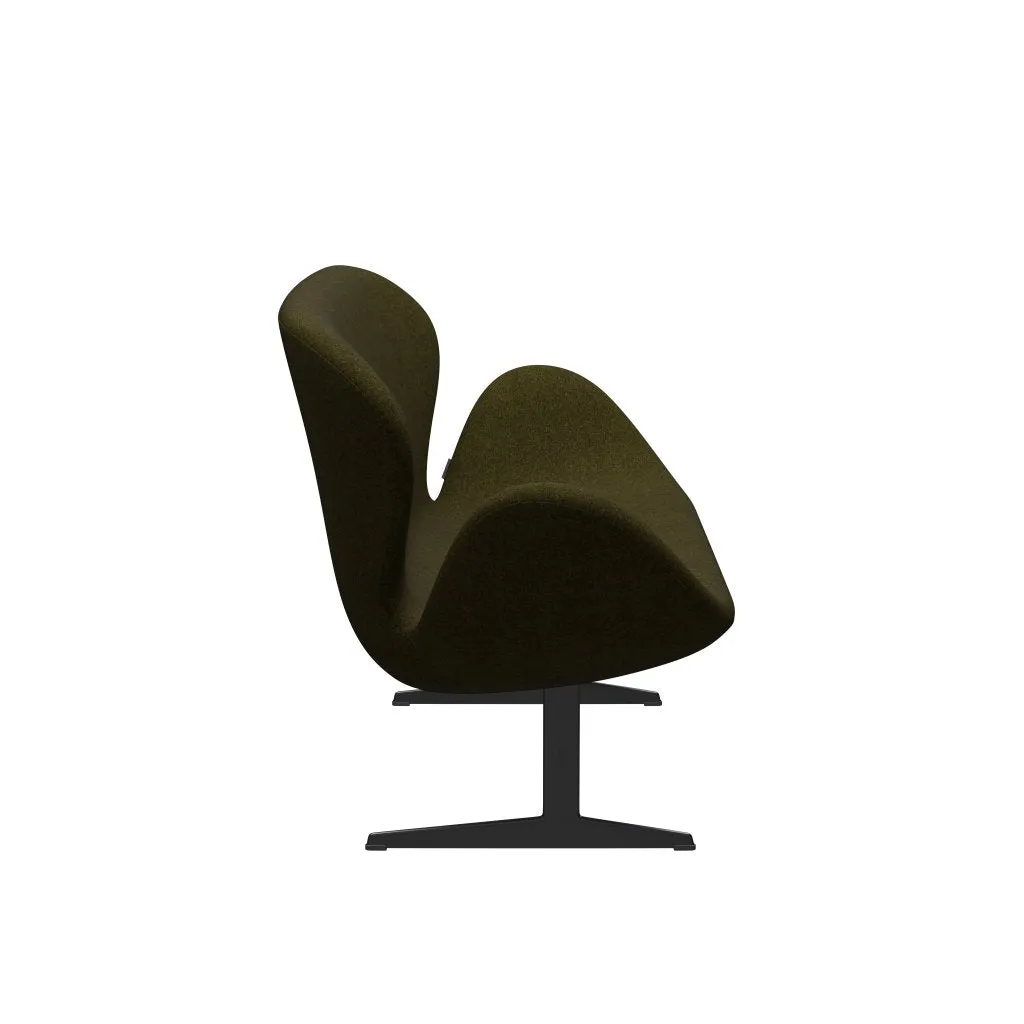Fritz Hansen Swan™ Sofa 2 Seater, Black Lacquered/Divina Melange Olive Dark