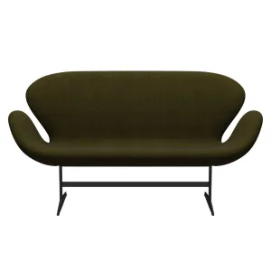 Fritz Hansen Swan™ Sofa 2 Seater, Black Lacquered/Divina Melange Olive Dark
