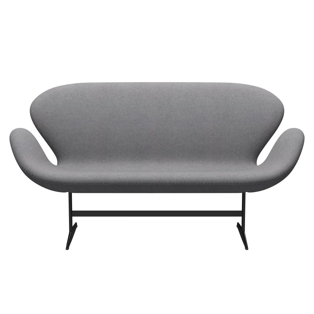 Fritz Hansen Swan™ Sofa 2 Seater, Black Lacquered/Divina Melange Stone Grey