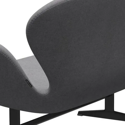Fritz Hansen Swan™ Sofa 2 Seater, Black Lacquered/Divina Melange Stone Grey