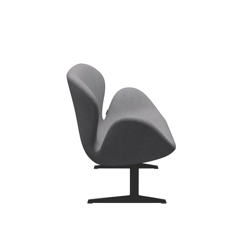 Fritz Hansen Swan™ Sofa 2 Seater, Black Lacquered/Divina Melange Stone Grey