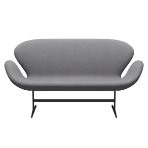 Fritz Hansen Swan™ Sofa 2 Seater, Black Lacquered/Divina Melange Stone Grey