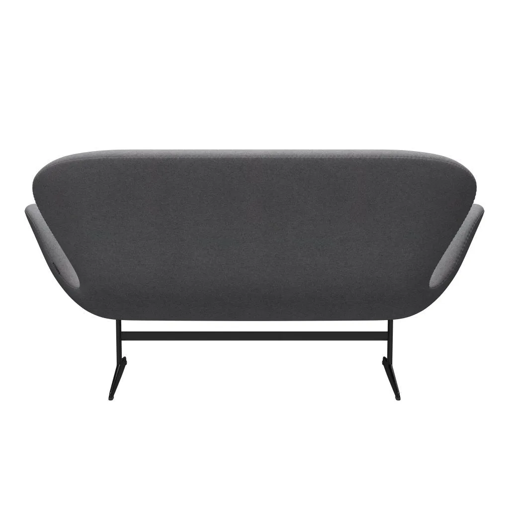 Fritz Hansen Swan™ Sofa 2 Seater, Black Lacquered/Divina Melange Stone Grey