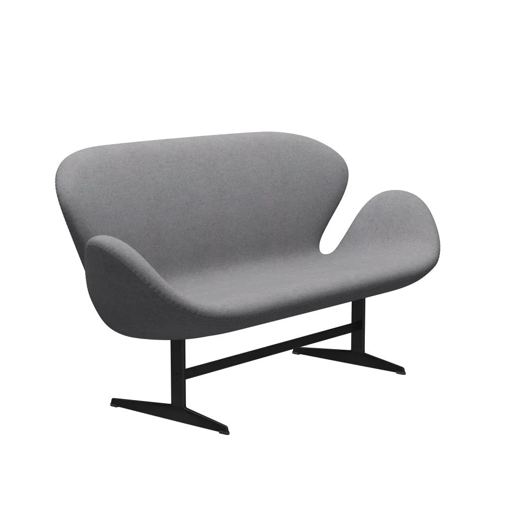 Fritz Hansen Swan™ Sofa 2 Seater, Black Lacquered/Divina Melange Stone Grey