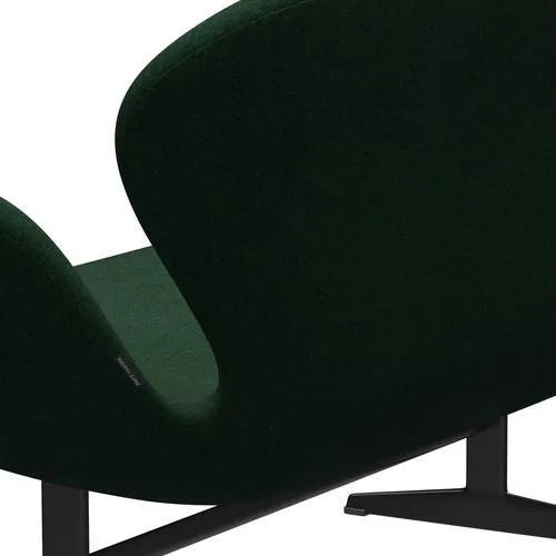Fritz Hansen Swan™ Sofa 2 Seater, Black Lacquered/Divina Melange Warm Dark Green