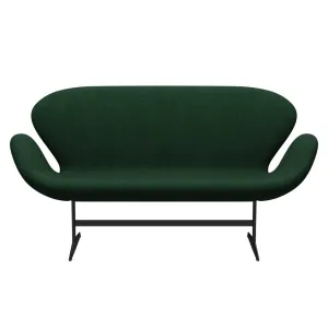 Fritz Hansen Swan™ Sofa 2 Seater, Black Lacquered/Divina Melange Warm Dark Green