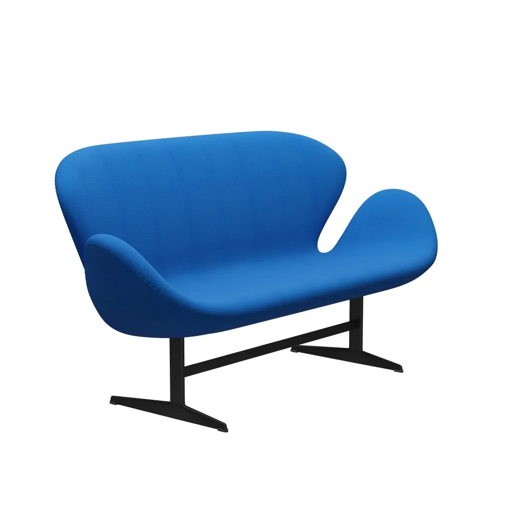 Fritz Hansen Swan™ Sofa 2 Seater, Black Lacquered/Fame Ocean Blue