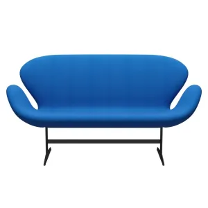 Fritz Hansen Swan™ Sofa 2 Seater, Black Lacquered/Fame Ocean Blue