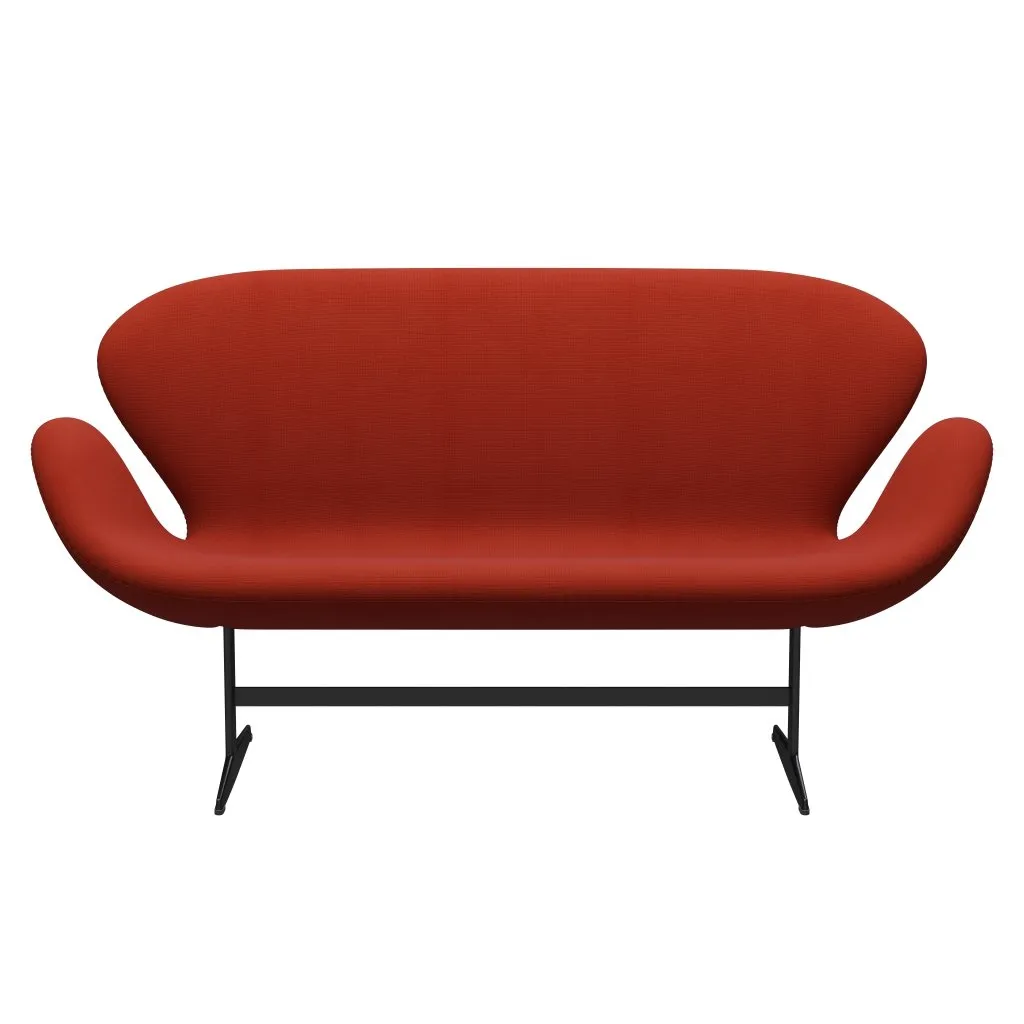 Fritz Hansen Swan™ Sofa 2 Seater, Black Lacquered/Fame Orange Red
