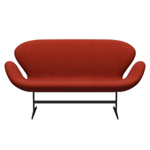 Fritz Hansen Swan™ Sofa 2 Seater, Black Lacquered/Fame Orange Red