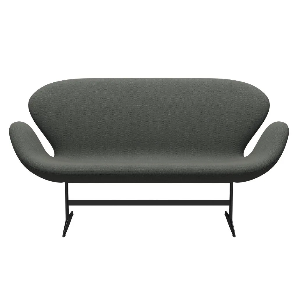 Fritz Hansen Swan™ Sofa 2 Seater, Black Lacquered/Fiord Brown/Grey