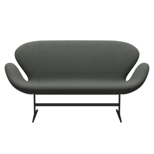Fritz Hansen Swan™ Sofa 2 Seater, Black Lacquered/Fiord Brown/Grey