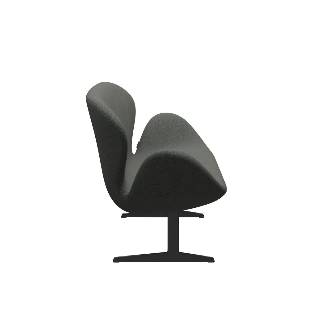 Fritz Hansen Swan™ Sofa 2 Seater, Black Lacquered/Fiord Brown/Grey