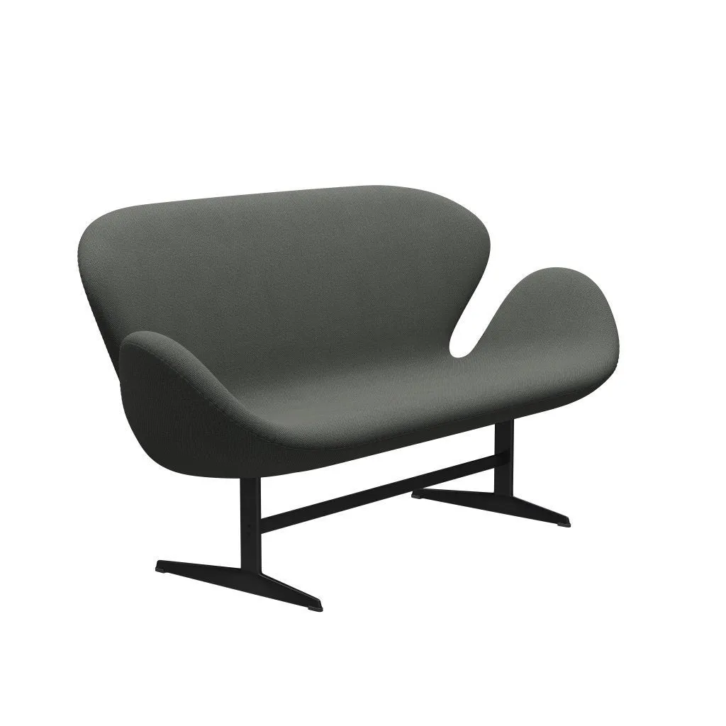Fritz Hansen Swan™ Sofa 2 Seater, Black Lacquered/Fiord Brown/Grey