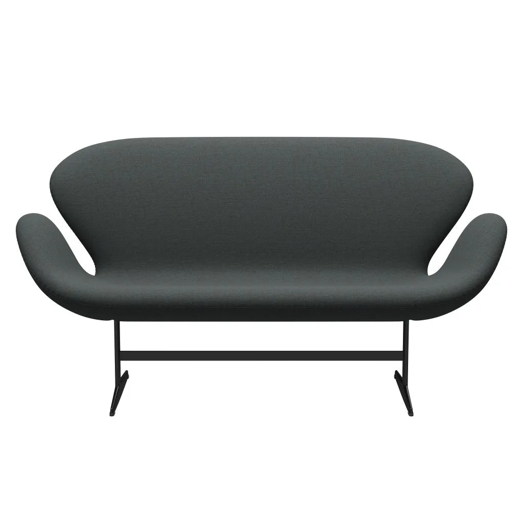Fritz Hansen Swan™ Sofa 2 Seater, Black Lacquered/Fiord Medium Grey/Dark Grey