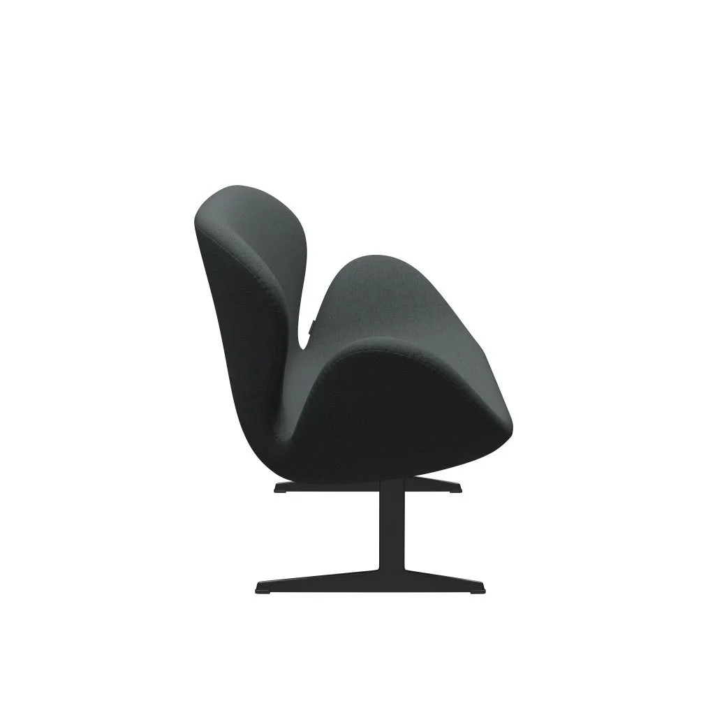 Fritz Hansen Swan™ Sofa 2 Seater, Black Lacquered/Fiord Medium Grey/Dark Grey