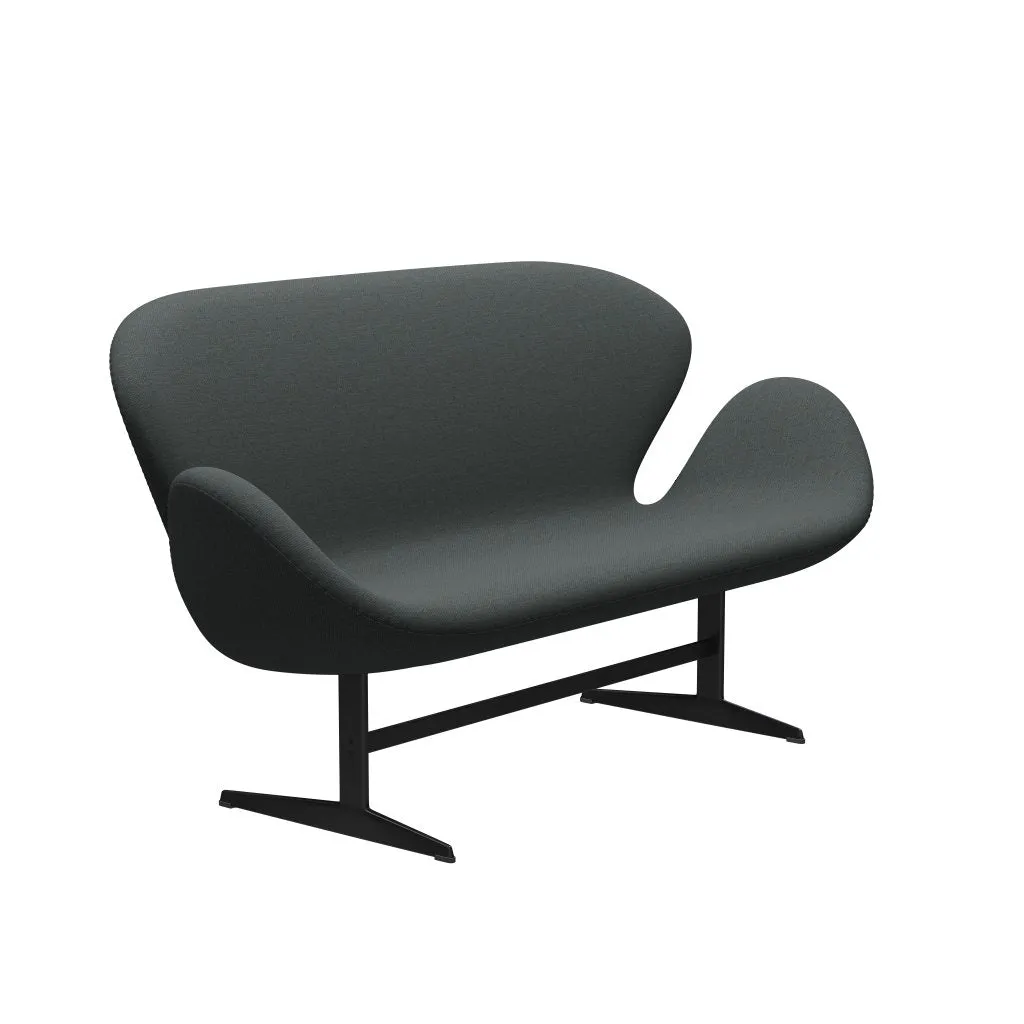 Fritz Hansen Swan™ Sofa 2 Seater, Black Lacquered/Fiord Medium Grey/Dark Grey