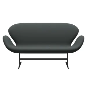Fritz Hansen Swan™ Sofa 2 Seater, Black Lacquered/Fiord Medium Grey/Dark Grey
