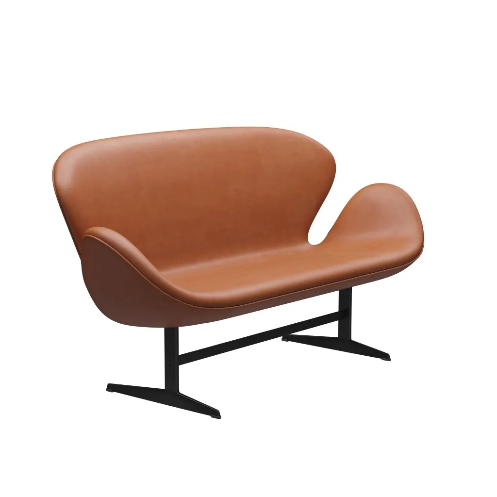 Fritz Hansen Swan™ Sofa 2 Seater, Black Lacquered/Grace Walnut