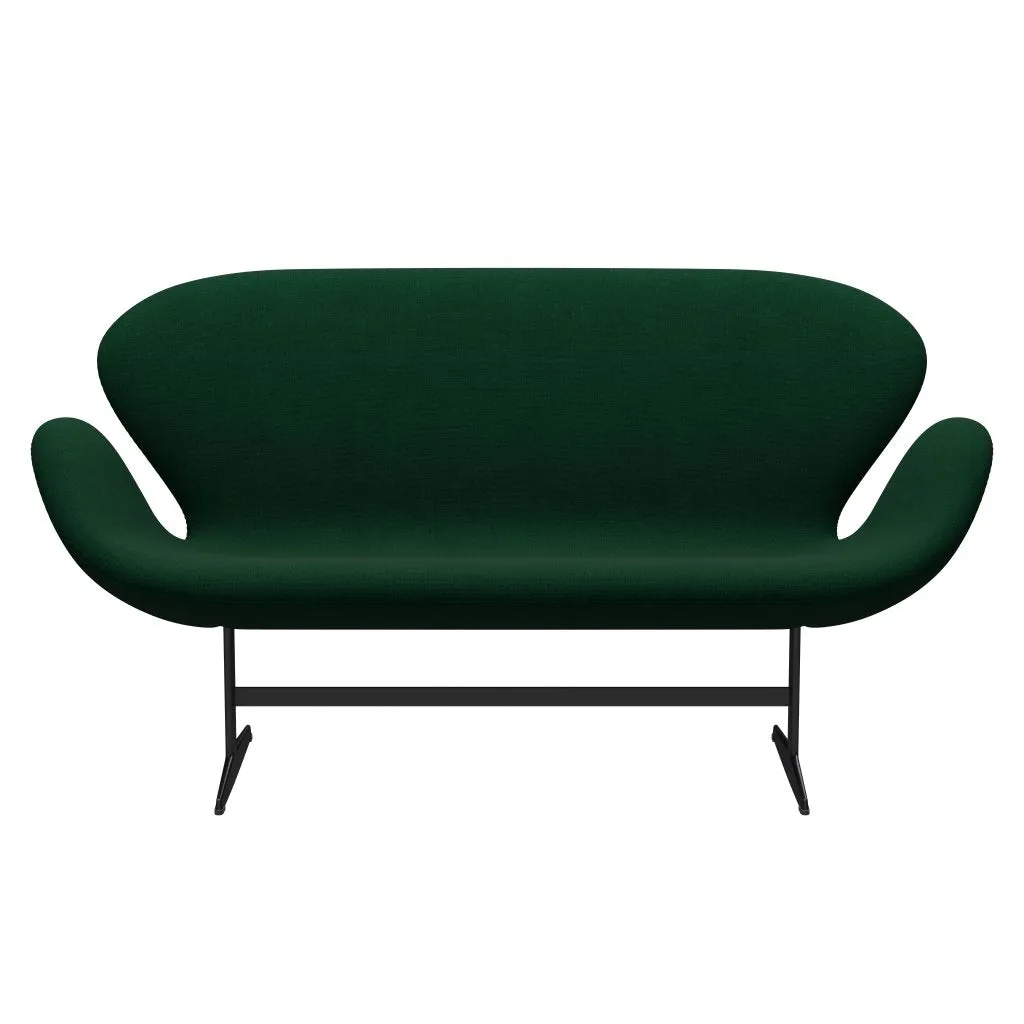 Fritz Hansen Swan™ Sofa 2 Seater, Black Lacquered/Hallingdal Bottle Green