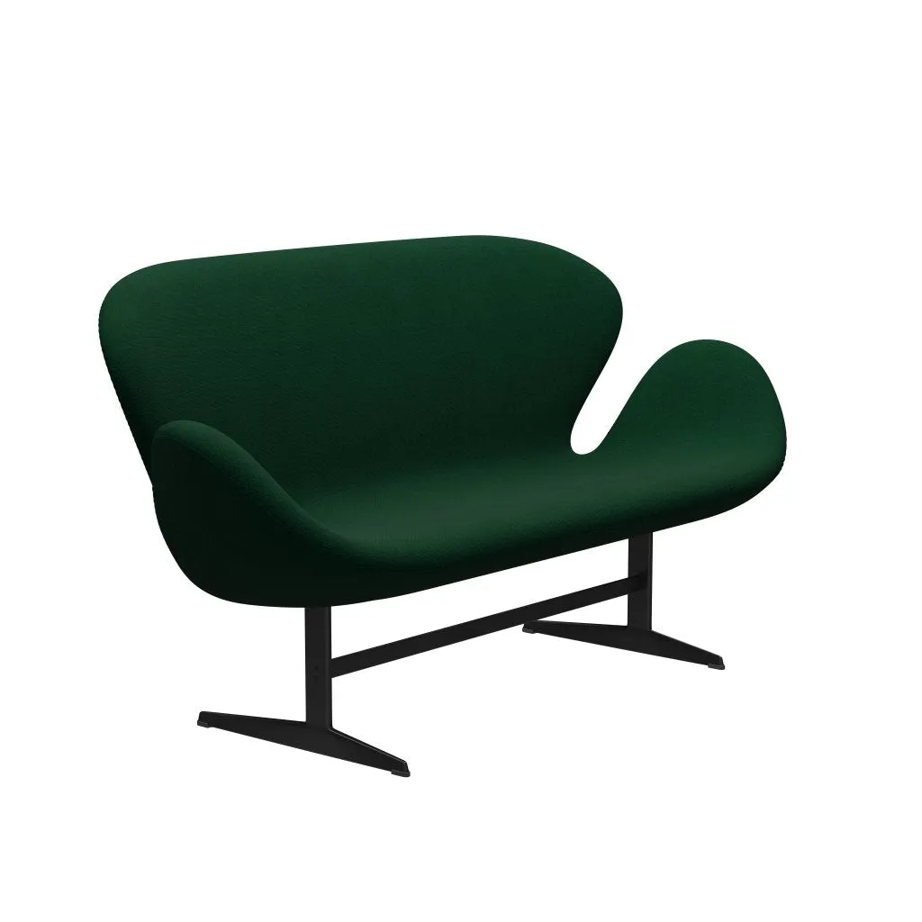 Fritz Hansen Swan™ Sofa 2 Seater, Black Lacquered/Hallingdal Bottle Green