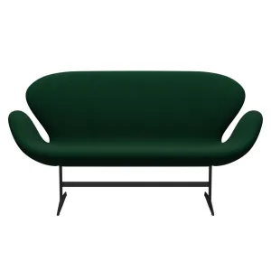 Fritz Hansen Swan™ Sofa 2 Seater, Black Lacquered/Hallingdal Bottle Green