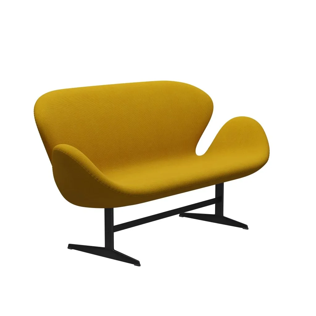 Fritz Hansen Swan™ Sofa 2 Seater, Black Lacquered/Hallingdal Mustard