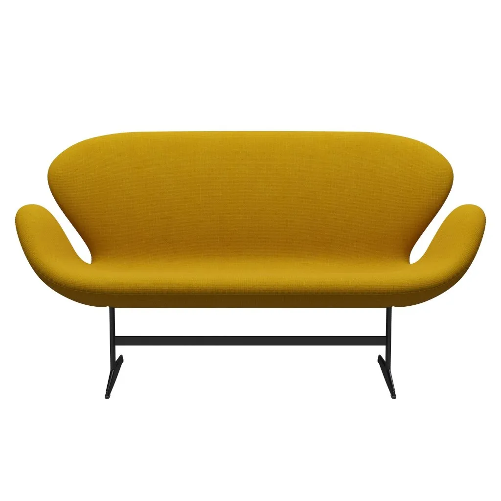 Fritz Hansen Swan™ Sofa 2 Seater, Black Lacquered/Hallingdal Mustard
