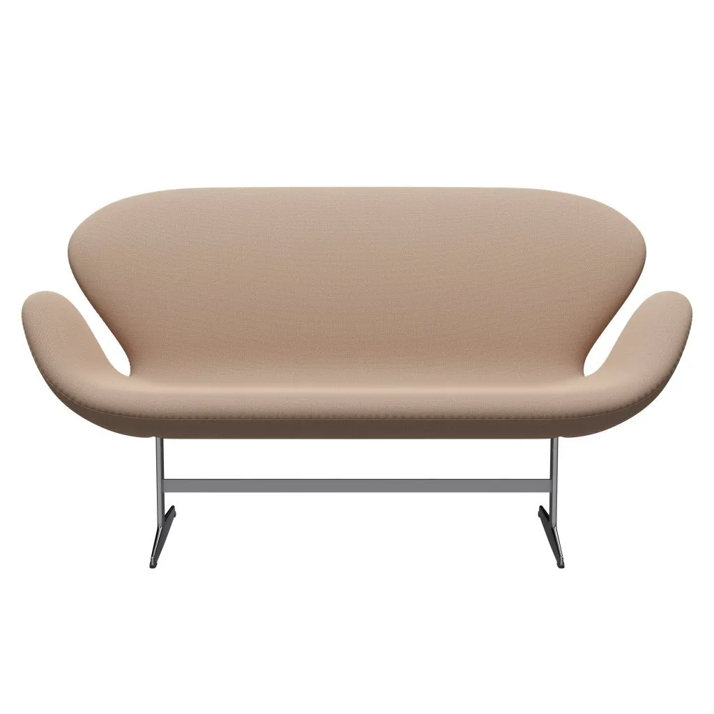 Fritz Hansen Swan™ Sofa 2 Seater, Satin Brushed Aluminium/Capture Pink Sand