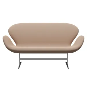 Fritz Hansen Swan™ Sofa 2 Seater, Satin Brushed Aluminium/Capture Pink Sand
