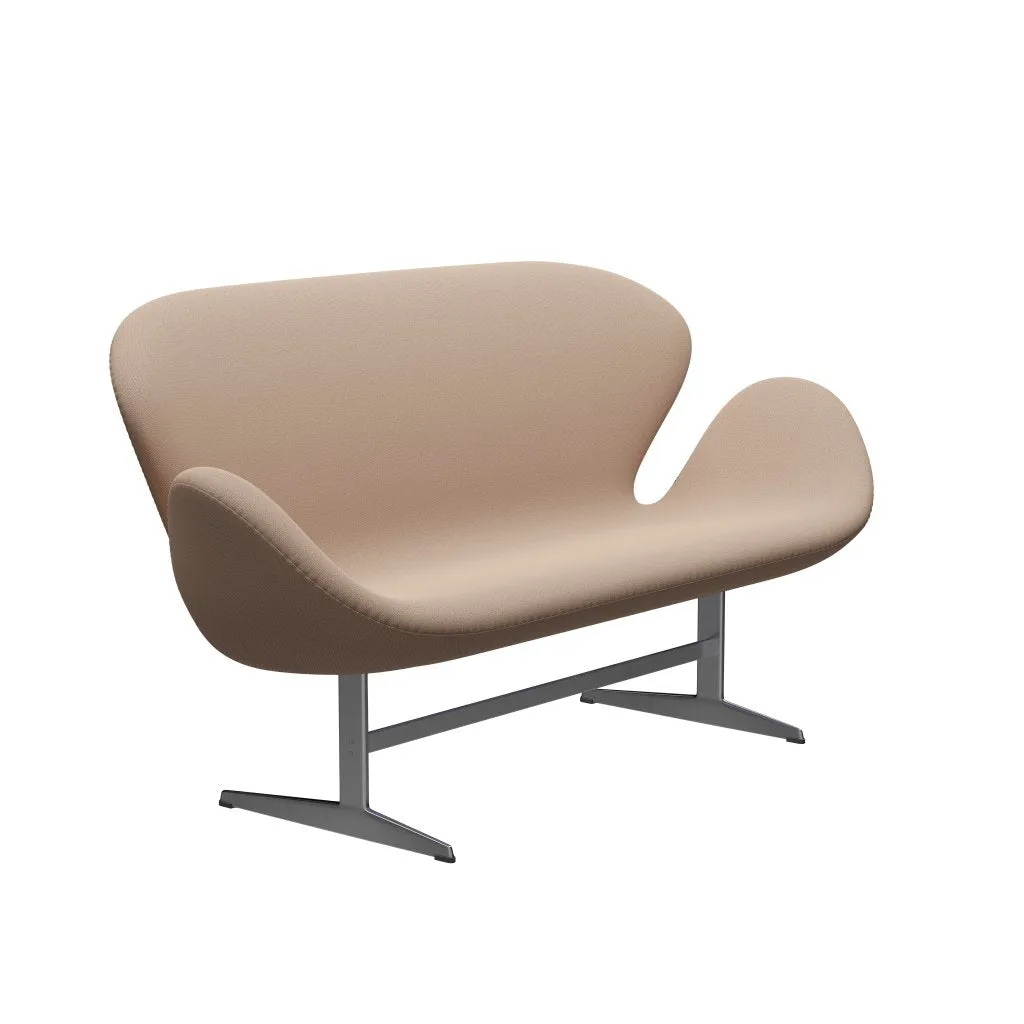 Fritz Hansen Swan™ Sofa 2 Seater, Satin Brushed Aluminium/Capture Pink Sand