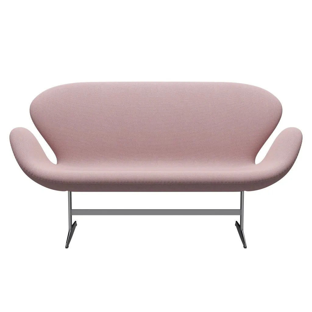 Fritz Hansen Swan™ Sofa 2 Seater, Satin Brushed Aluminium/Capture Pink