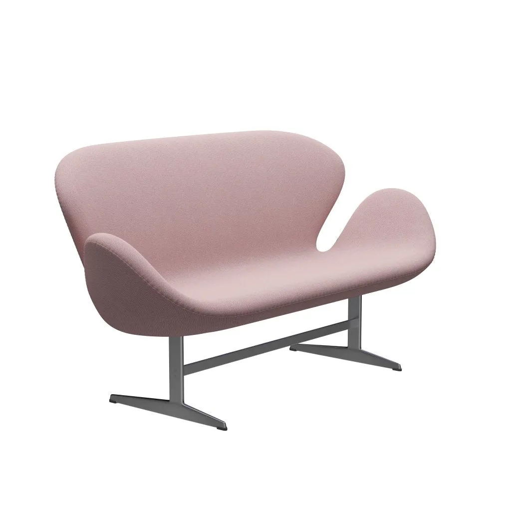 Fritz Hansen Swan™ Sofa 2 Seater, Satin Brushed Aluminium/Capture Pink