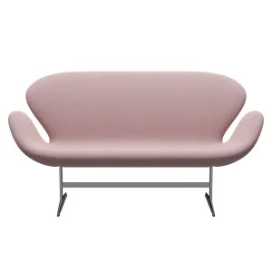 Fritz Hansen Swan™ Sofa 2 Seater, Satin Brushed Aluminium/Capture Pink