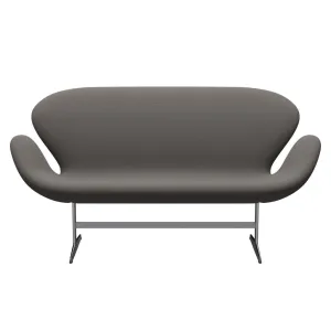 Fritz Hansen Swan™ Sofa 2 Seater, Satin Brushed Aluminium/Capture Warm Dark Grey