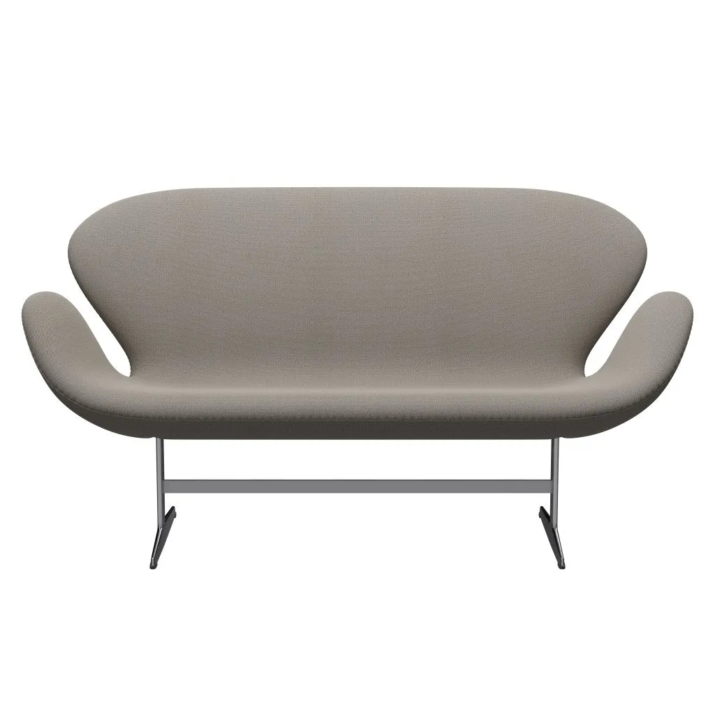 Fritz Hansen Swan™ Sofa 2 Seater, Satin Brushed Aluminium/Capture Warm Grey
