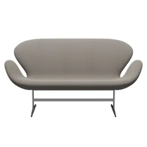 Fritz Hansen Swan™ Sofa 2 Seater, Satin Brushed Aluminium/Capture Warm Grey